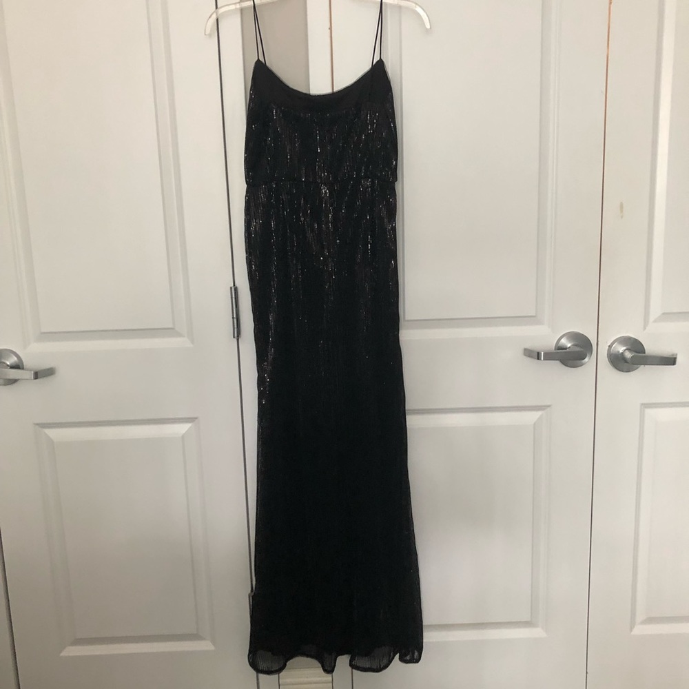 Adrianna Papell black sequin evening gown